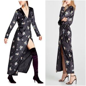 - Zara Black Floral Velvet Wrap Dress
